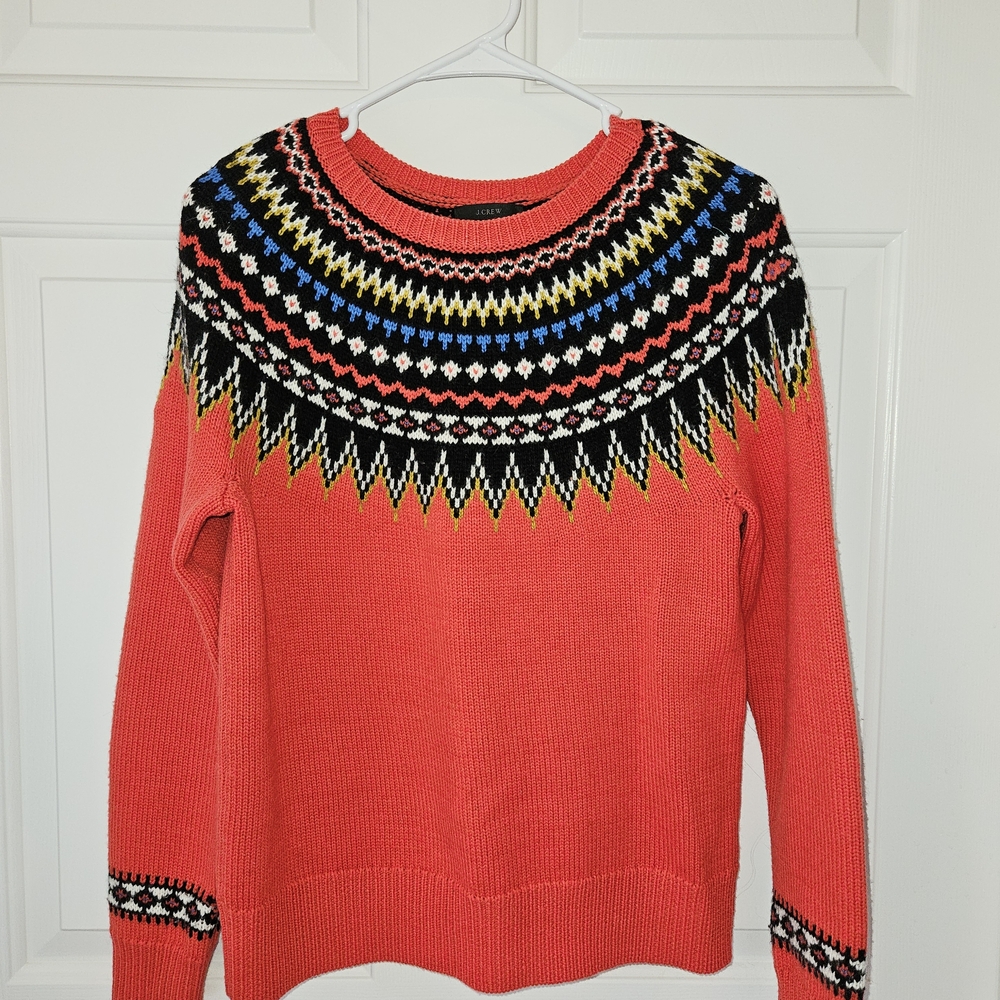 J. Crew Multicolor Fair Isle Sweater with Yoke